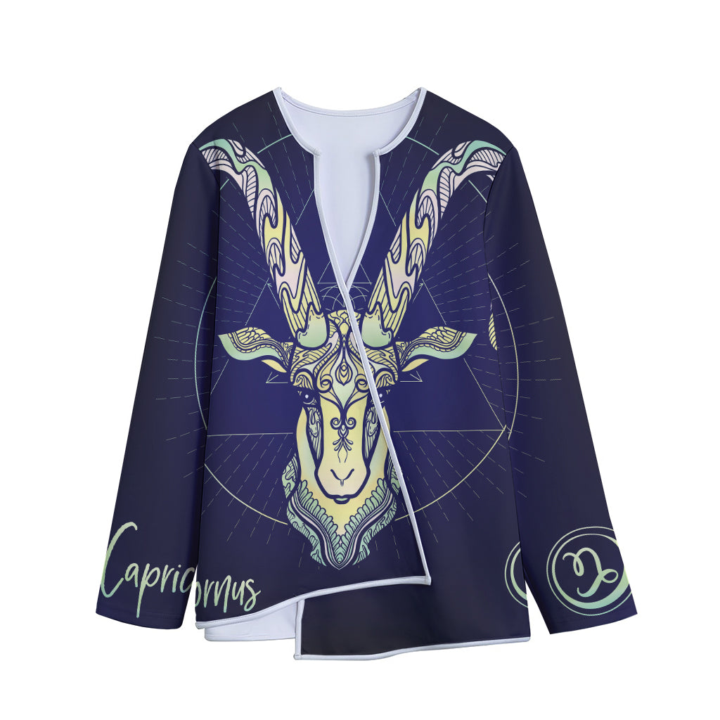 Astrological Capricorn Sign Print Long Sleeve Short Coat