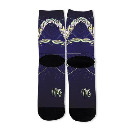 Astrological Capricorn Sign Print Long Socks