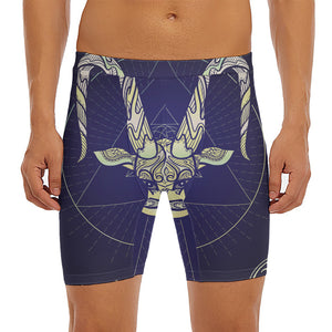 Astrological Capricorn Sign Print Men's Long Boxer Briefs