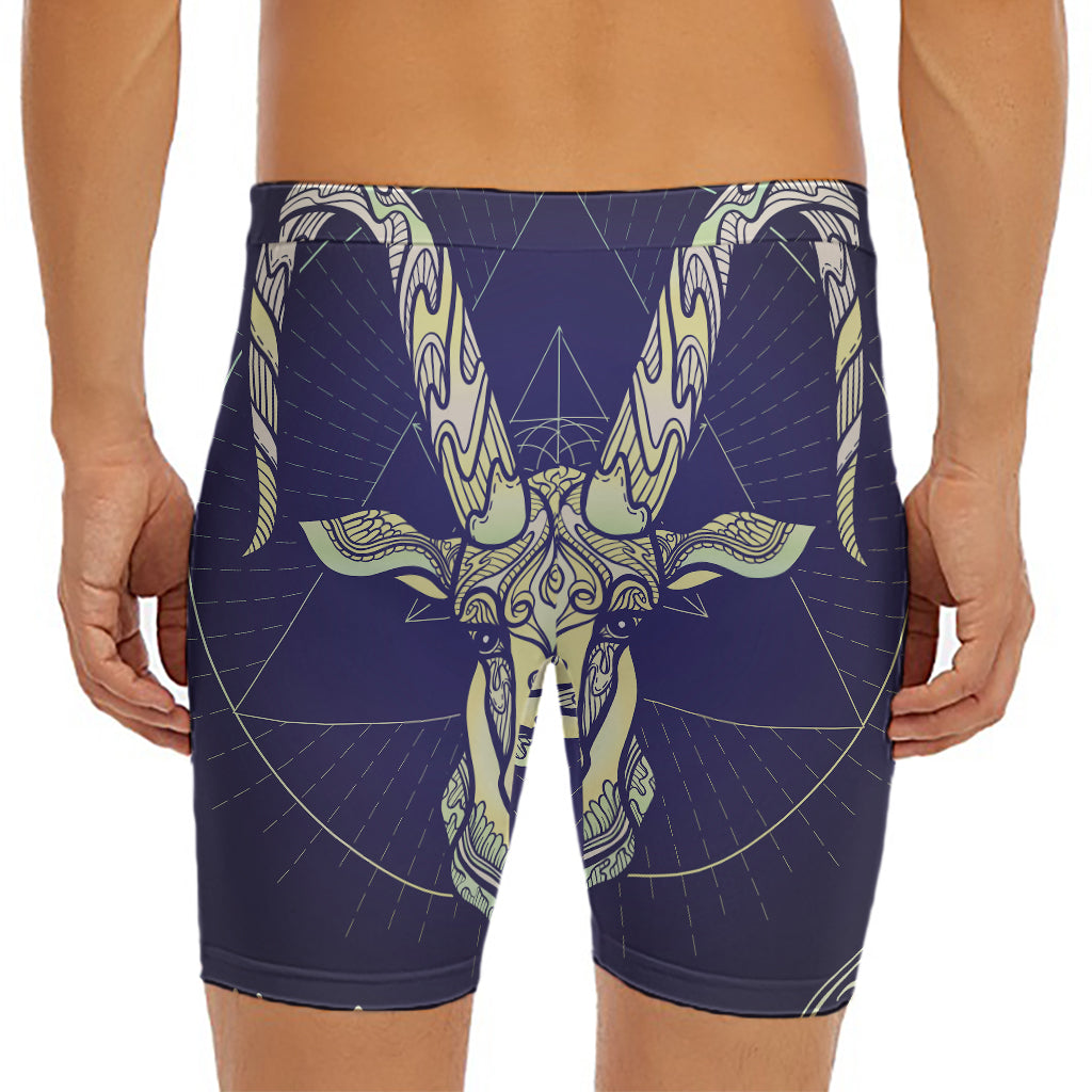 Astrological Capricorn Sign Print Men's Long Boxer Briefs