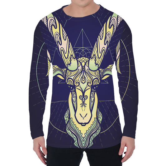 Astrological Capricorn Sign Print Men's Long Sleeve T-Shirt