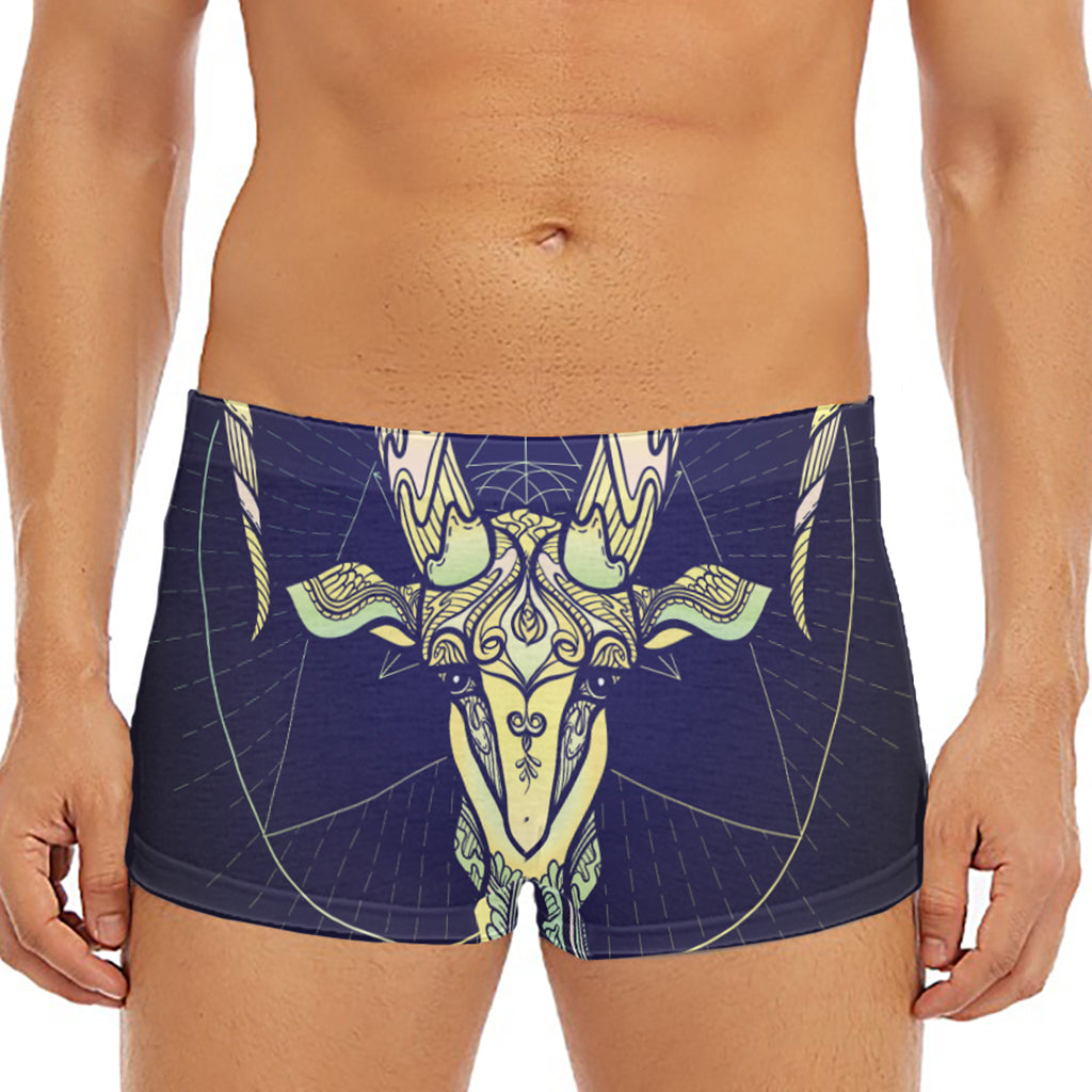 Astrological Capricorn Sign Print Men's Short Boxer Briefs