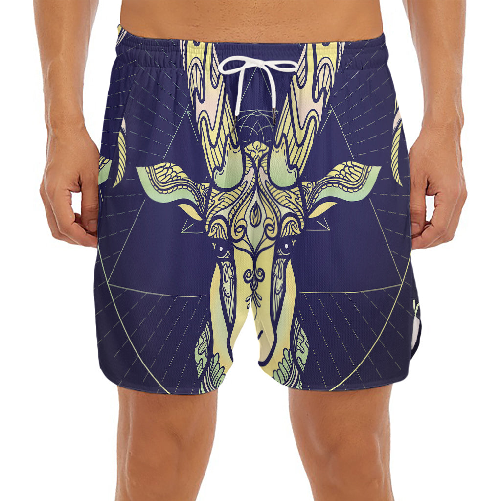 Astrological Capricorn Sign Print Men's Split Running Shorts