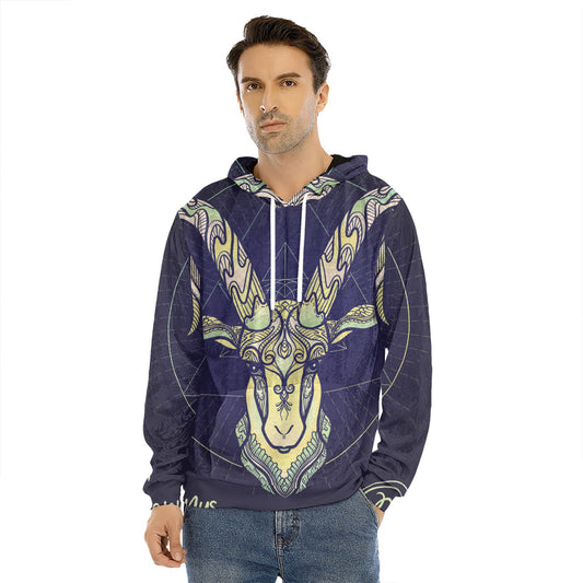 Astrological Capricorn Sign Print Men's Velvet Pullover Hoodie