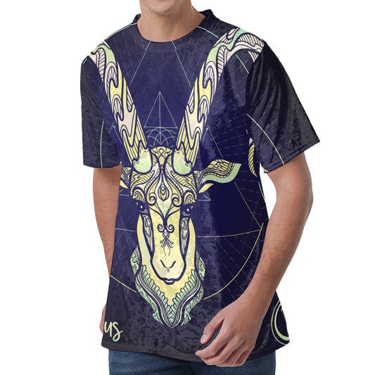 Astrological Capricorn Sign Print Men's Velvet T-Shirt