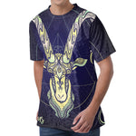 Astrological Capricorn Sign Print Men's Velvet T-Shirt