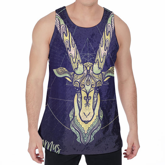 Astrological Capricorn Sign Print Men's Velvet Tank Top