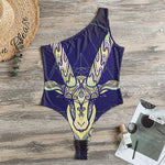 Astrological Capricorn Sign Print One Shoulder Bodysuit