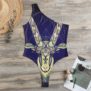 Astrological Capricorn Sign Print One Shoulder Bodysuit