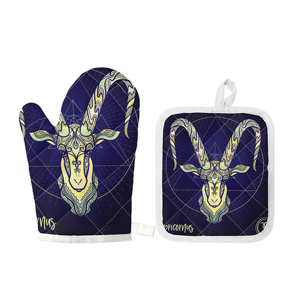 Astrological Capricorn Sign Print Oven Mitt And Pot Holder Set