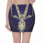 Astrological Capricorn Sign Print Pencil Mini Skirt