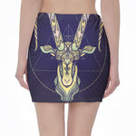 Astrological Capricorn Sign Print Pencil Mini Skirt