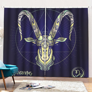 Astrological Capricorn Sign Print Pencil Pleat Curtains