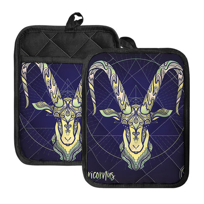 Astrological Capricorn Sign Print Pot Holders With Pocket