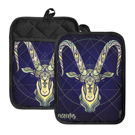 Astrological Capricorn Sign Print Pot Holders With Pocket
