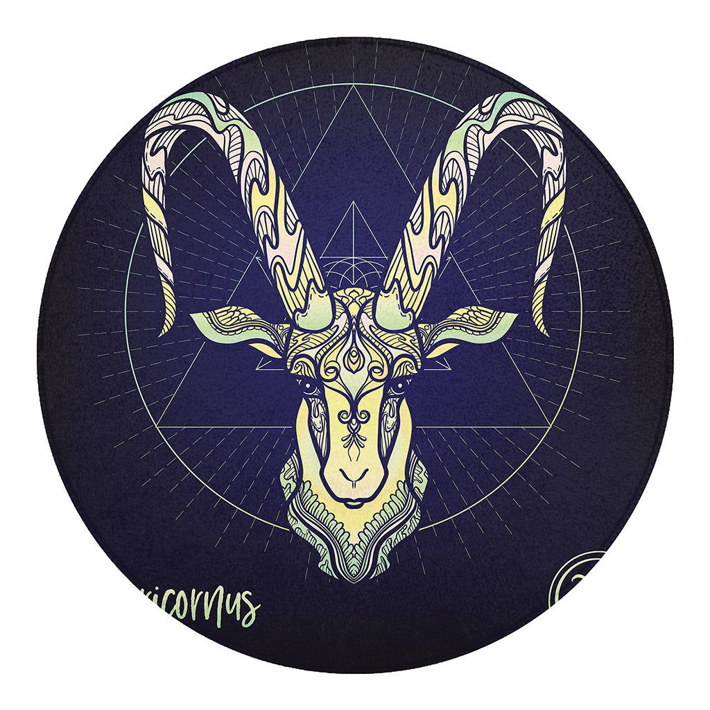 Astrological Capricorn Sign Print Round Blanket