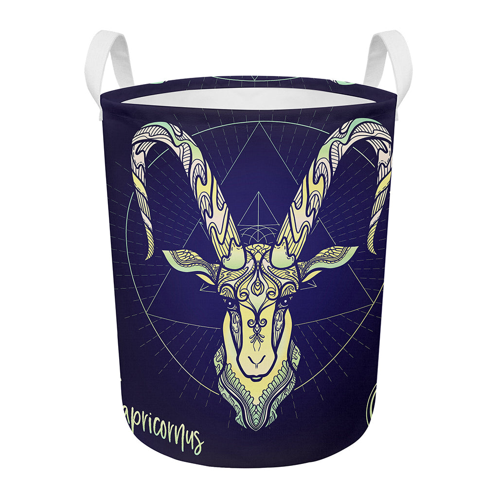 Astrological Capricorn Sign Print Round Laundry Basket