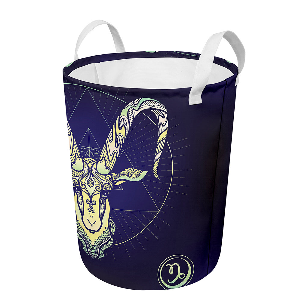 Astrological Capricorn Sign Print Round Laundry Basket