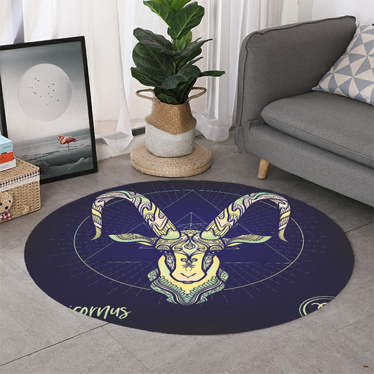 Astrological Capricorn Sign Print Round Rug