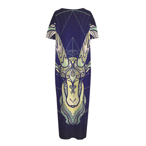 Astrological Capricorn Sign Print Short Sleeve Long Nightdress