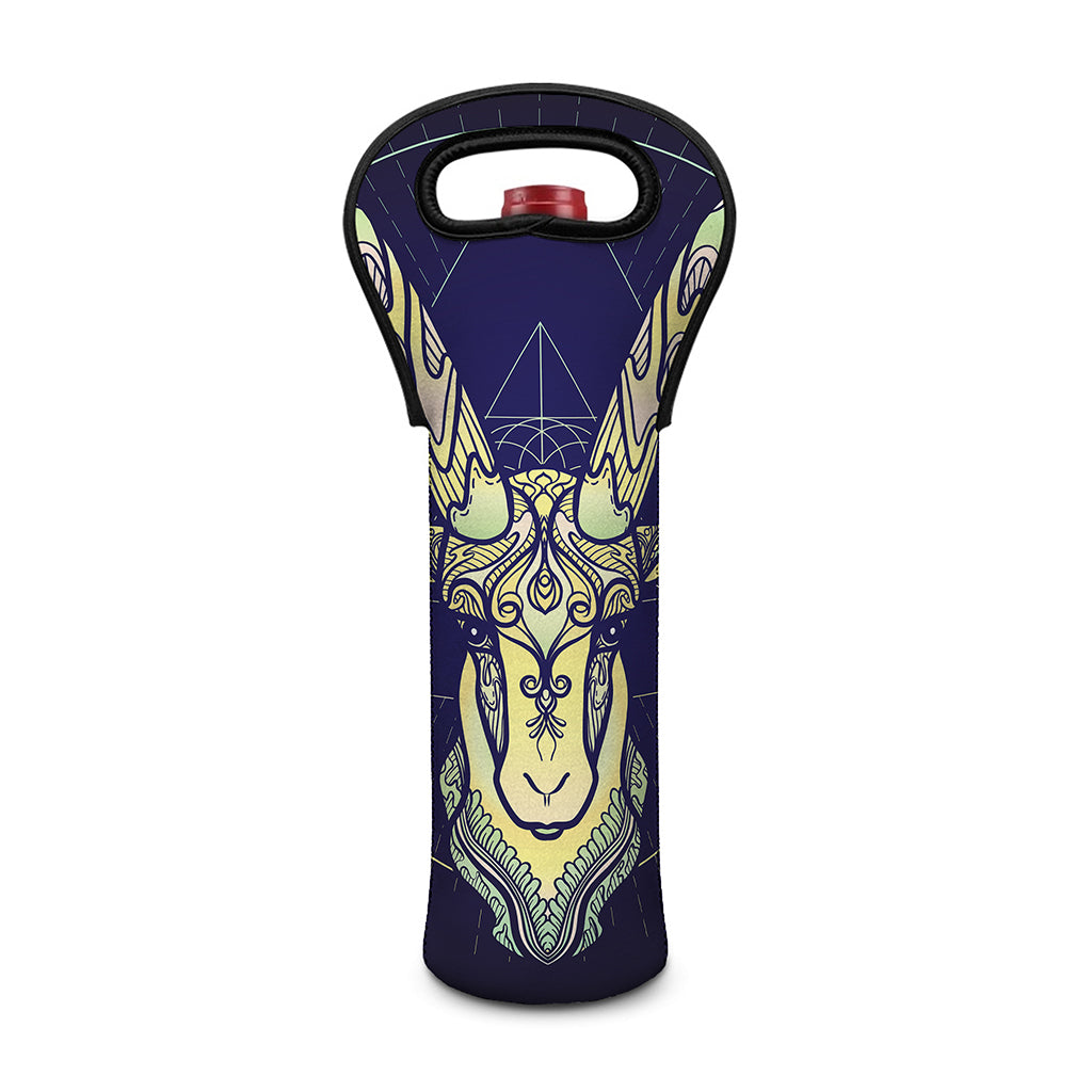 Astrological Capricorn Sign Print Single Neoprene Wine Tote