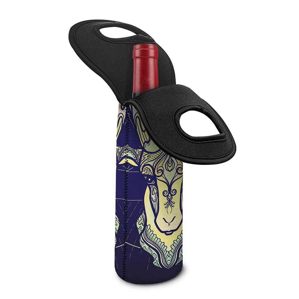 Astrological Capricorn Sign Print Single Neoprene Wine Tote