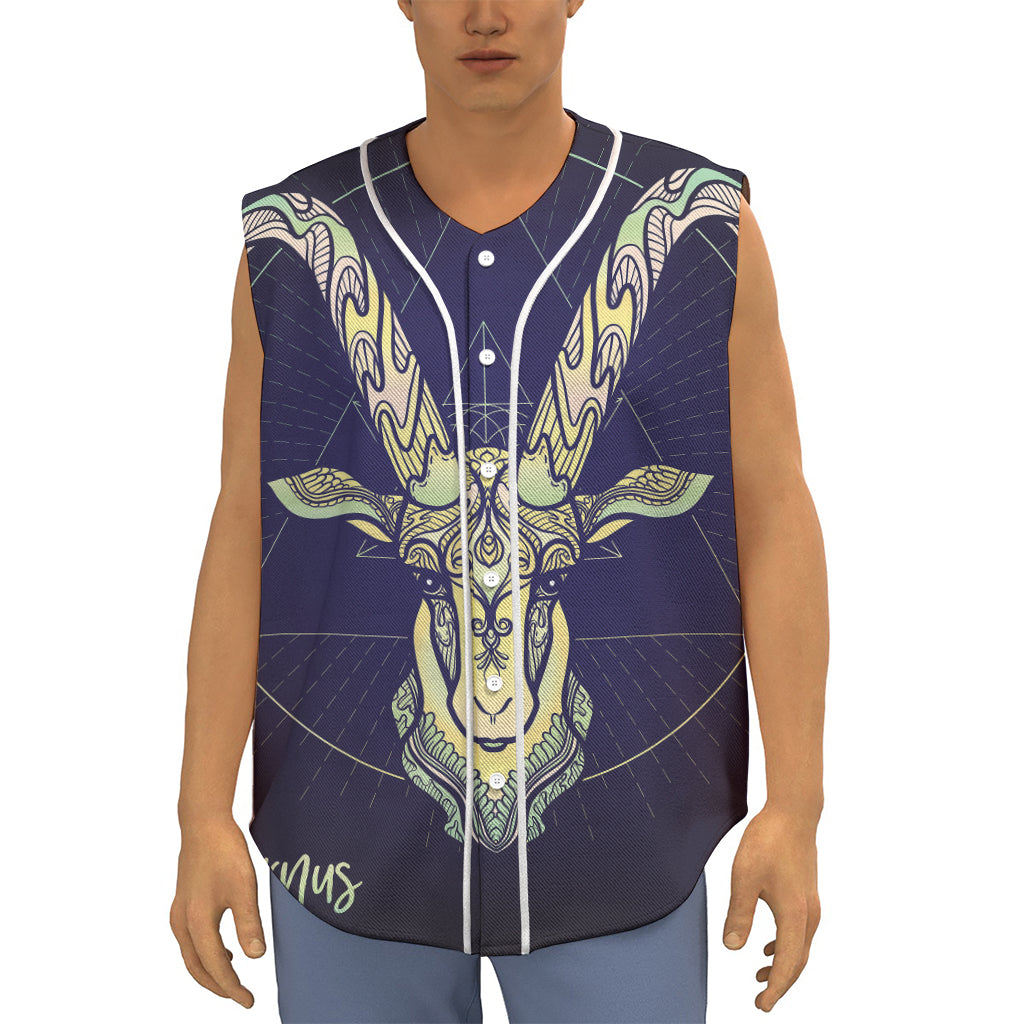 Astrological Capricorn Sign Print Sleeveless Baseball Jersey