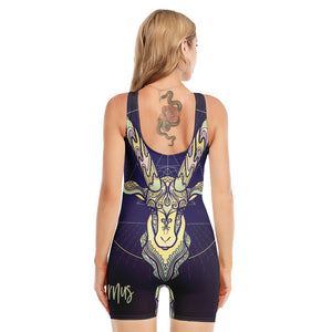 Astrological Capricorn Sign Print Sleeveless One Piece Swimsuit