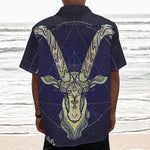 Astrological Capricorn Sign Print Textured Short Sleeve Shirt