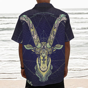 Astrological Capricorn Sign Print Textured Short Sleeve Shirt