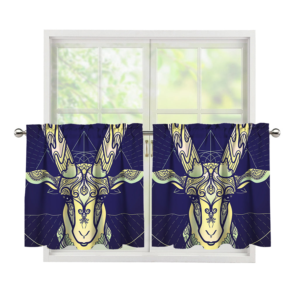 Astrological Capricorn Sign Print Tier Curtains