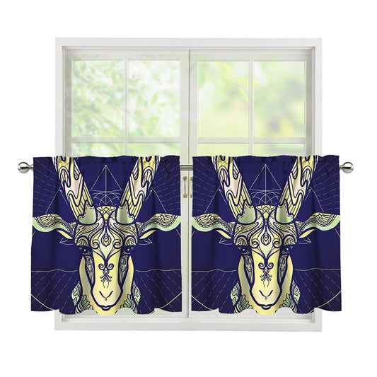Astrological Capricorn Sign Print Tier Curtains