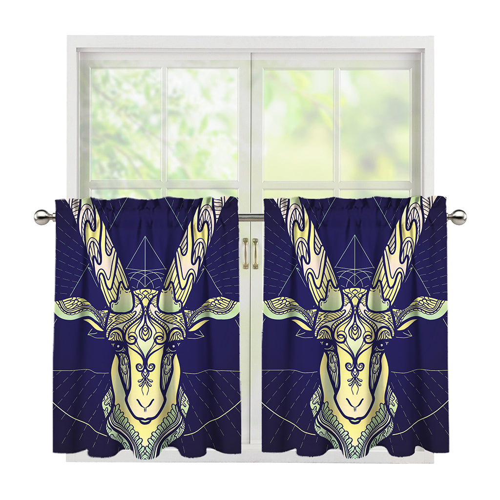 Astrological Capricorn Sign Print Tier Curtains
