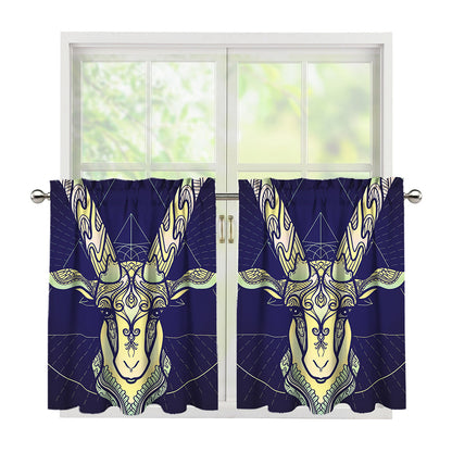 Astrological Capricorn Sign Print Tier Curtains