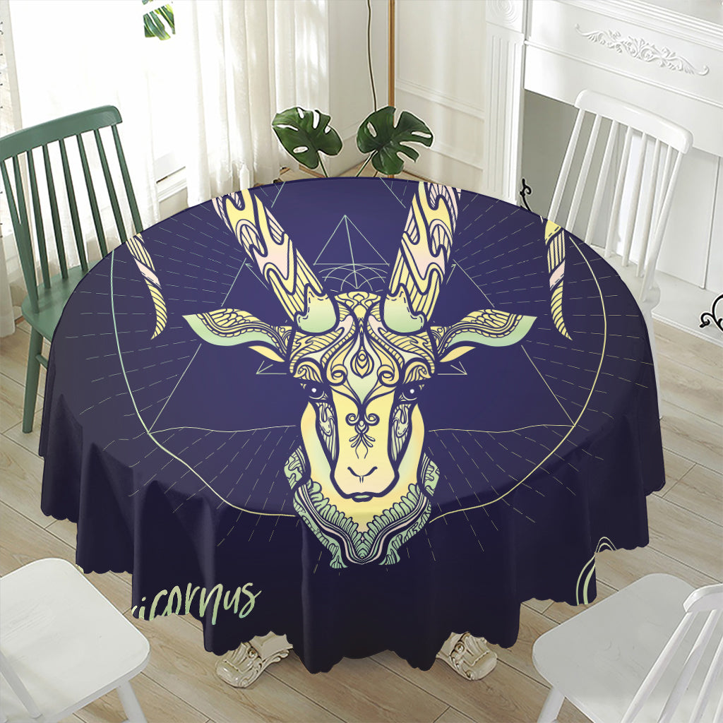 Astrological Capricorn Sign Print Waterproof Round Tablecloth