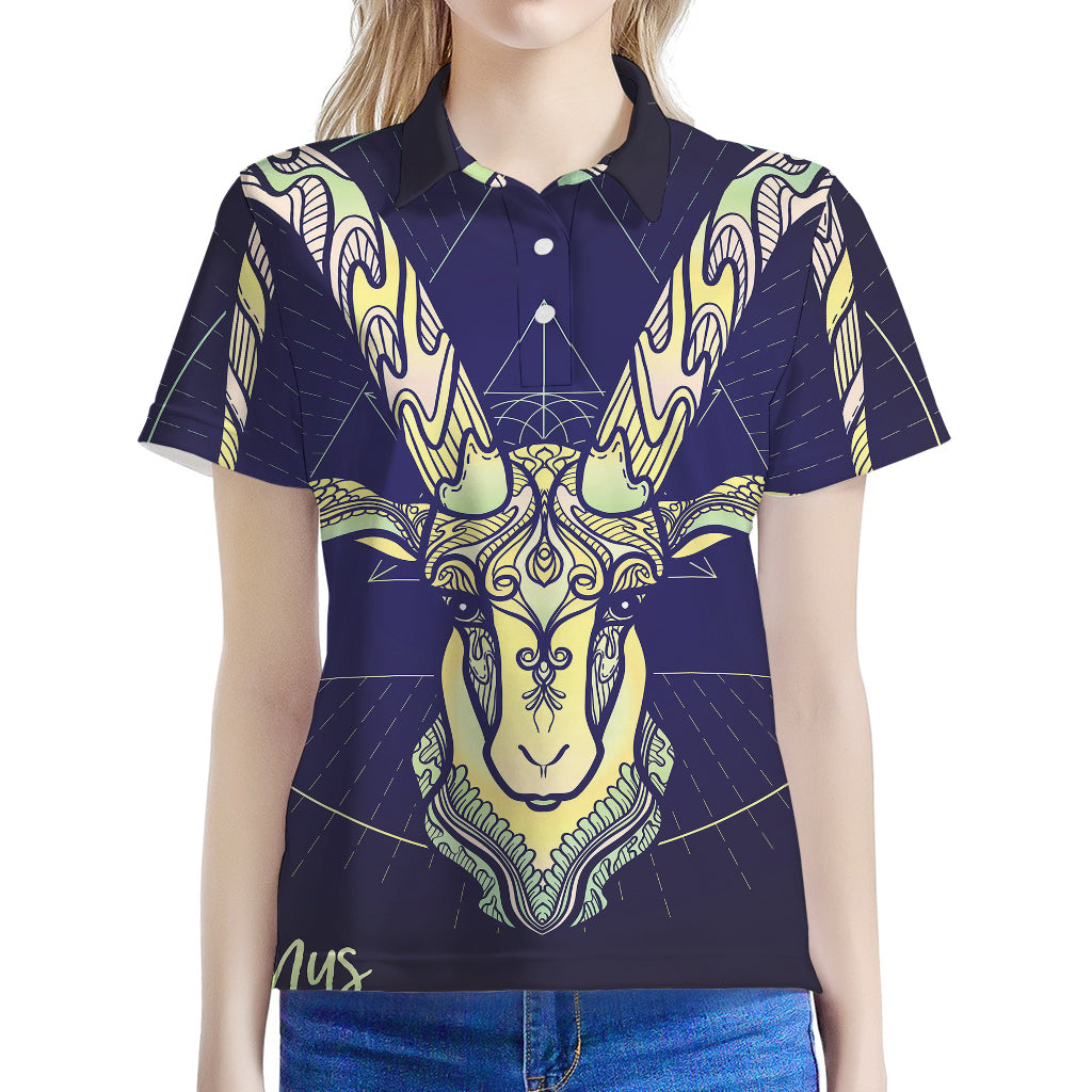 Astrological Capricorn Sign Print Women's Polo Shirt