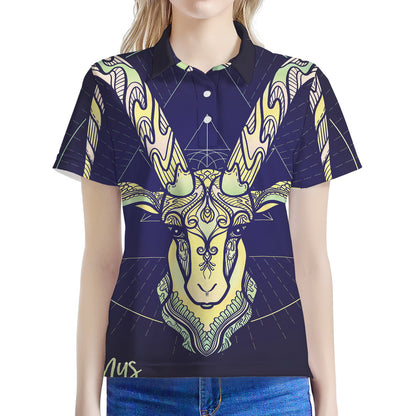 Astrological Capricorn Sign Print Women's Polo Shirt