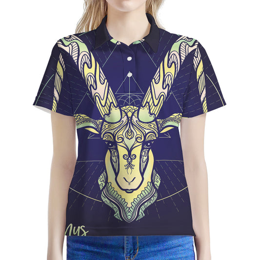 Astrological Capricorn Sign Print Women's Polo Shirt