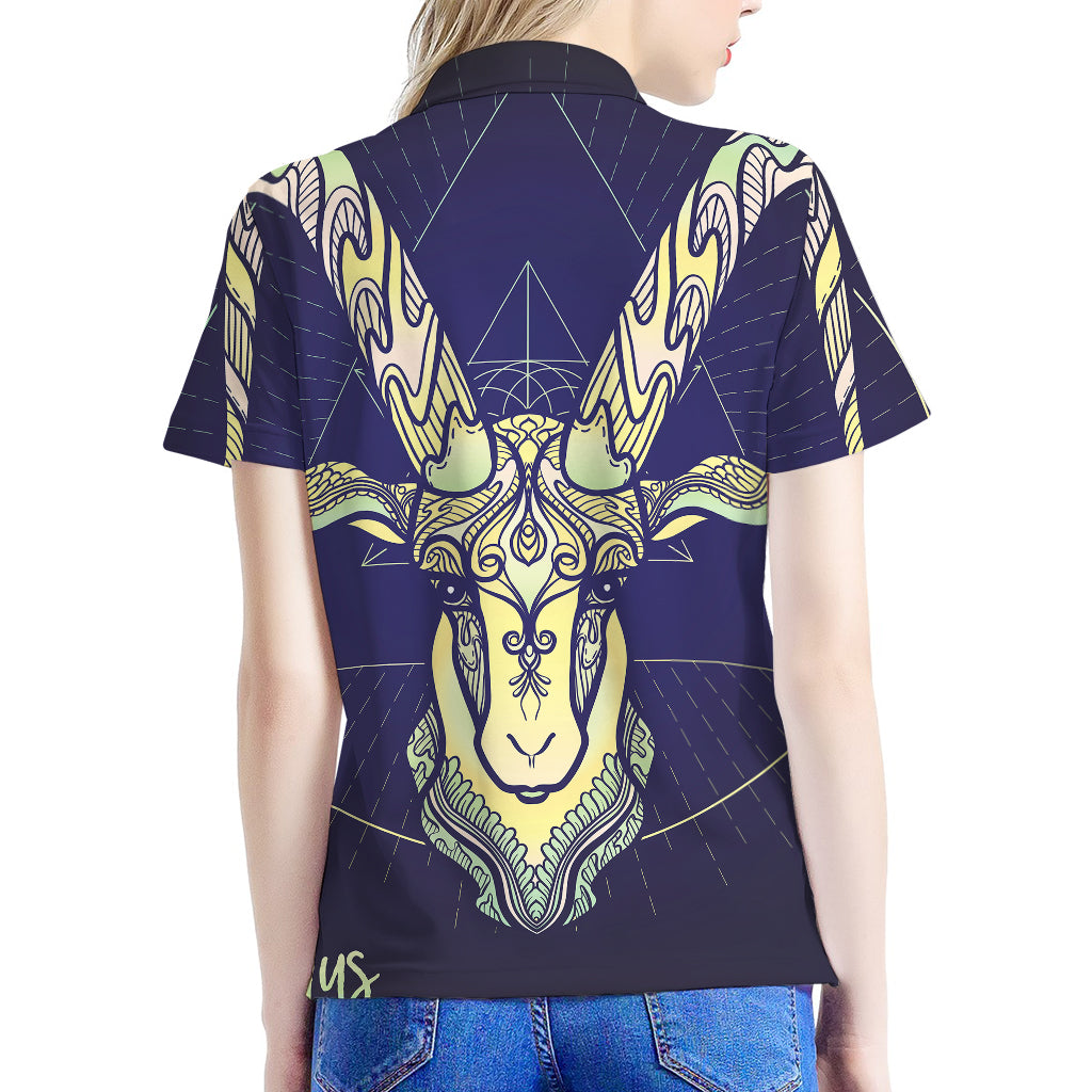 Astrological Capricorn Sign Print Women's Polo Shirt