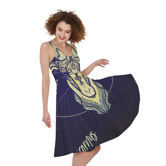 Astrological Capricorn Sign Print Women's Sleeveless Dress