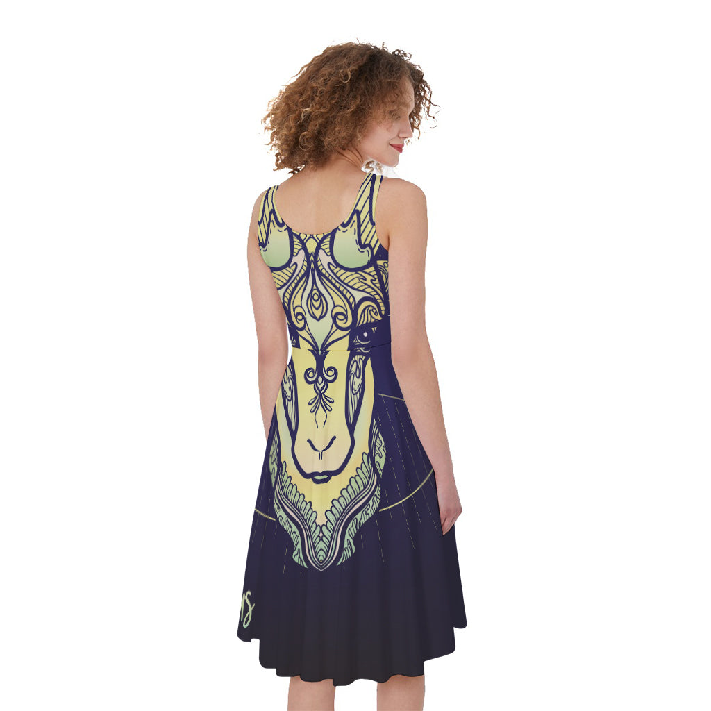 Astrological Capricorn Sign Print Women's Sleeveless Dress