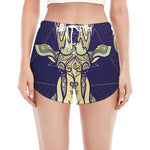 Astrological Capricorn Sign Print Women's Split Running Shorts