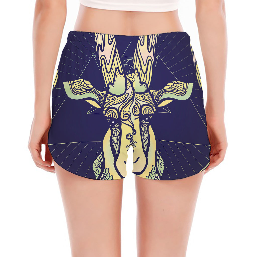 Astrological Capricorn Sign Print Women's Split Running Shorts