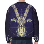 Astrological Capricorn Sign Print Zip Sleeve Bomber Jacket