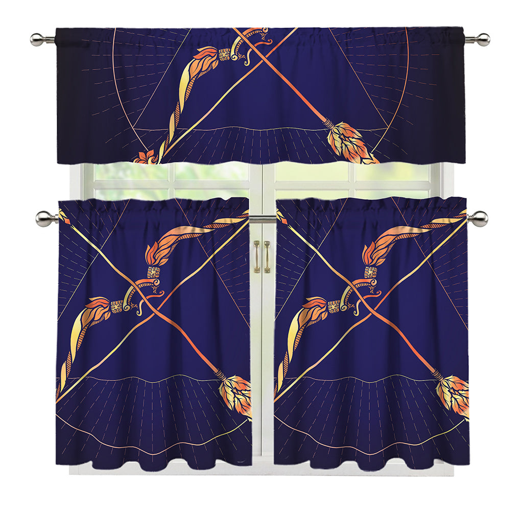 Astrological Sagittarius Sign Print 3 Piece Kitchen Curtains