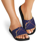Astrological Sagittarius Sign Print Black Slide Sandals
