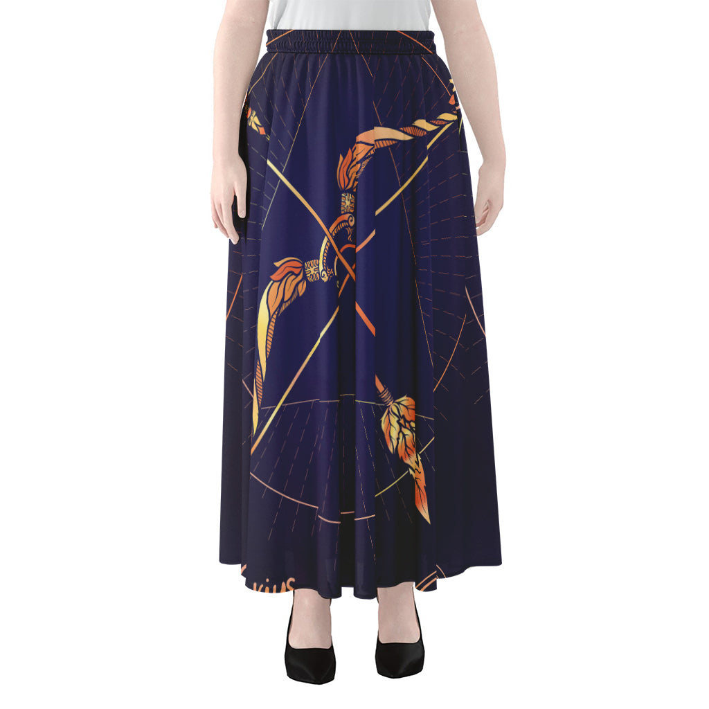 Astrological Sagittarius Sign Print Chiffon Maxi Skirt