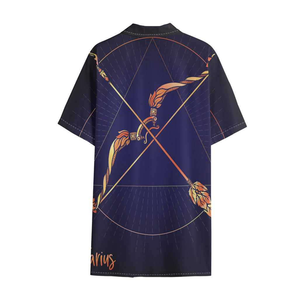 Astrological Sagittarius Sign Print Cotton Hawaiian Shirt