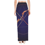 Astrological Sagittarius Sign Print High Slit Maxi Skirt