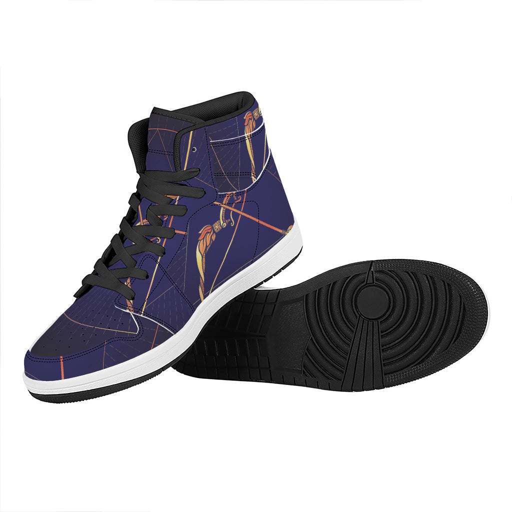 Astrological Sagittarius Sign Print High Top Leather Sneakers